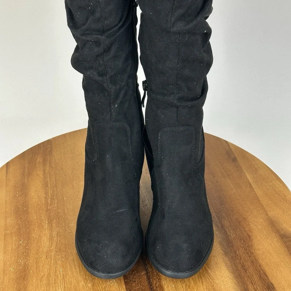 Womens Journee Collection Kaison Black Suede Over The Knee Heel Boots Size 7 WC